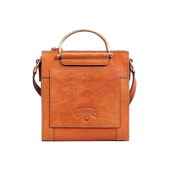 Wild Rose 02 Orange Leather Satchel