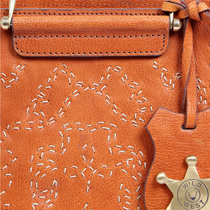 Wild Rose 02 Orange Leather Satchel
