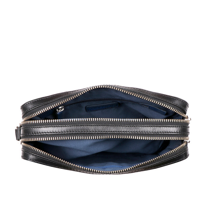 Wimbledon 01 Black Leather Sling Bag