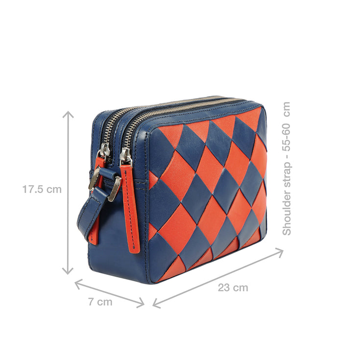 Wimbledon 01 Blue Leather Sling Bag