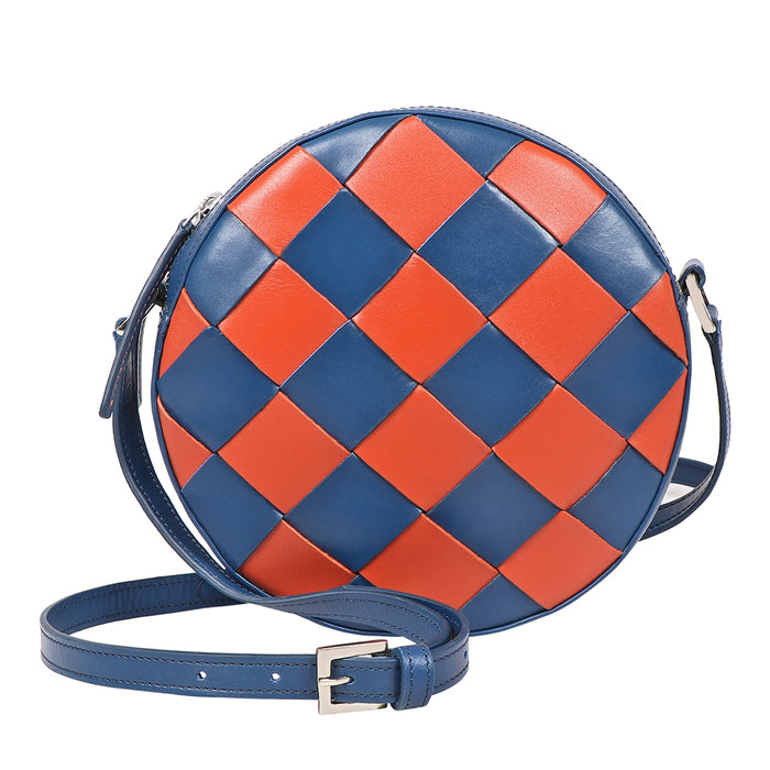 Wimbledon 04 Blue Leather Circular Bag