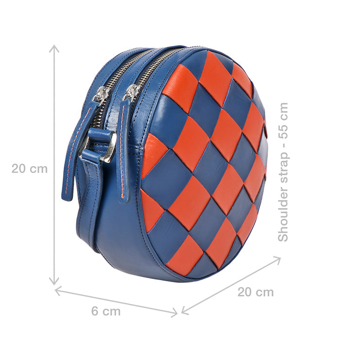 Wimbledon 04 Blue Leather Circular Bag