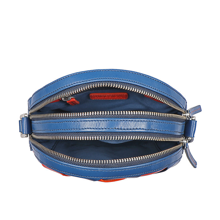 Wimbledon 04 Blue Leather Circular Bag