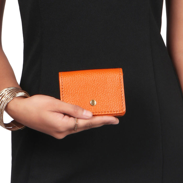 Woke W2 Orange Leather Card Holder