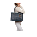 Yangtze 02 Blue Leather Tote Bag