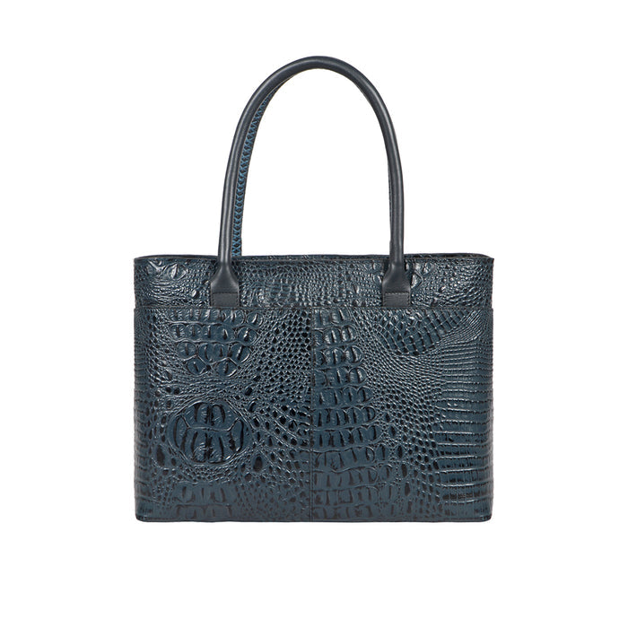 Yangtze 02 Blue Leather Tote Bag