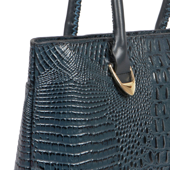 Yangtze 02 Blue Leather Tote Bag