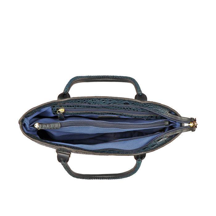 Yangtze 02 Blue Leather Tote Bag