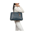 Yangtze 03 Blue Leather Tote Bag