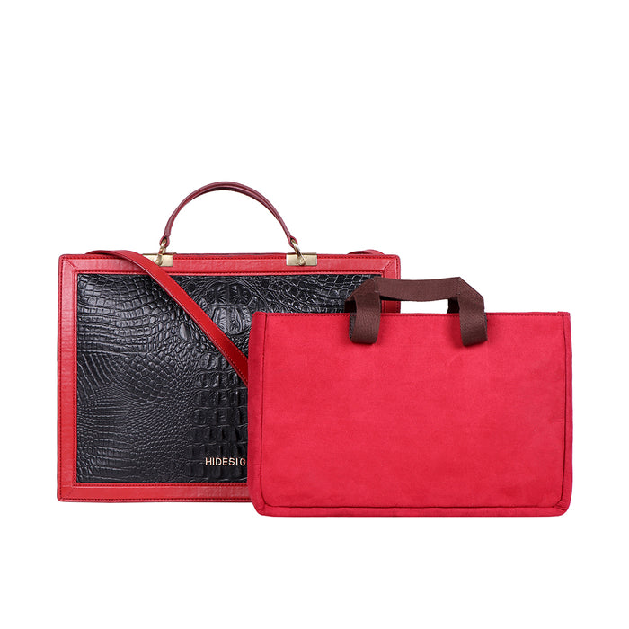 Yin Yang 04 Black Leather Laptop Bag