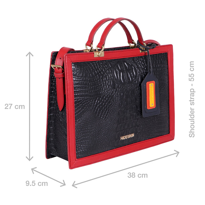 Yin Yang 04 Black Leather Laptop Bag