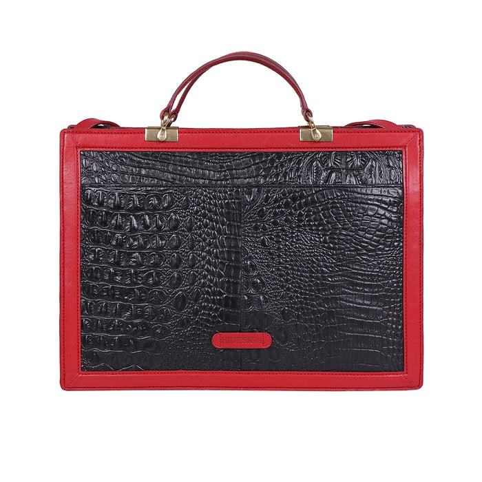 Yin Yang 04 Black Leather Laptop Bag