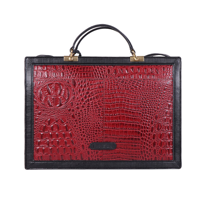 Yin Yang 04 Red Leather Laptop Bag