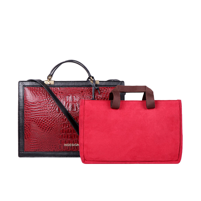 Yin Yang 04 Red Leather Laptop Bag
