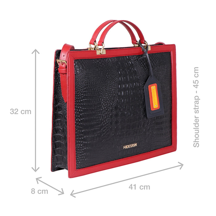 Yin Yang 05 Black Leather Laptop Bag
