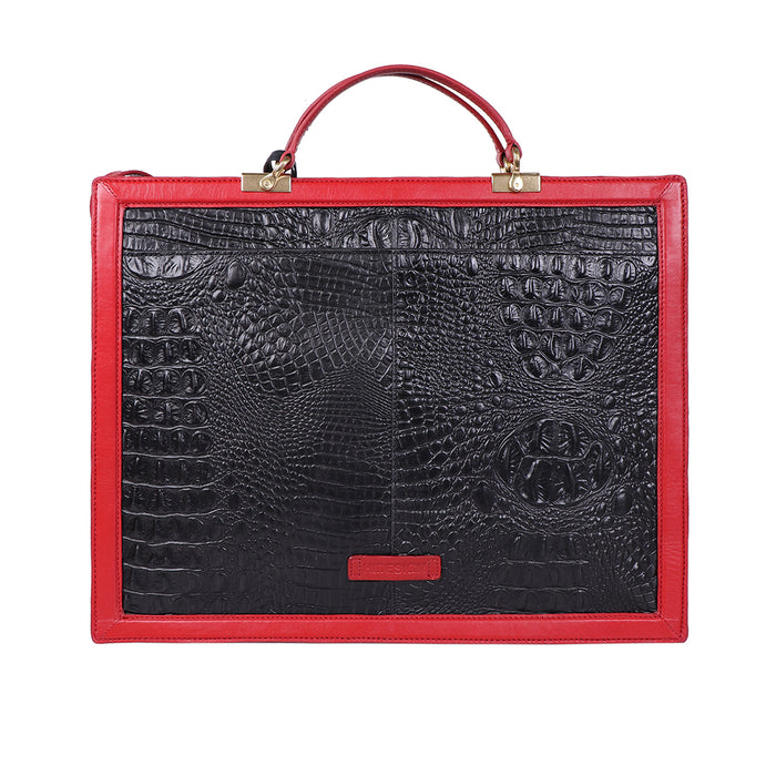 Yin Yang 05 Black Leather Laptop Bag