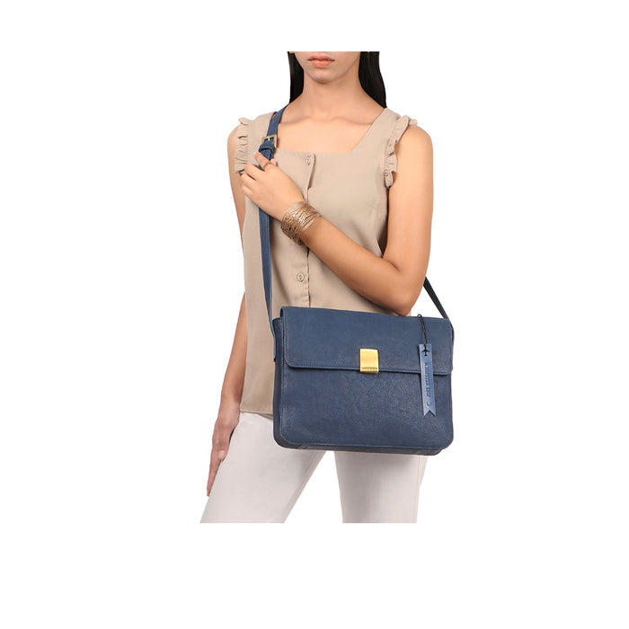 Yoga 02 Blue Leather Sling Bag