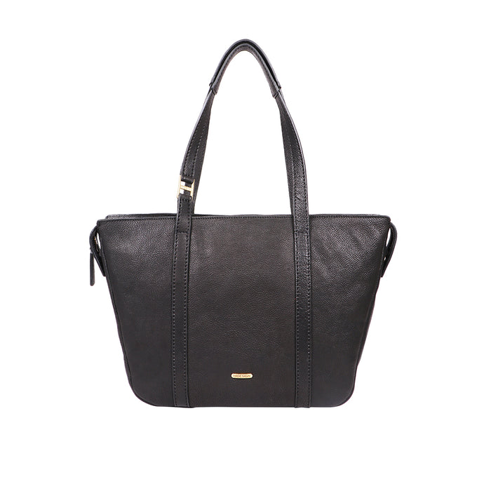 Yoga 03 Black Leather Tote Bag