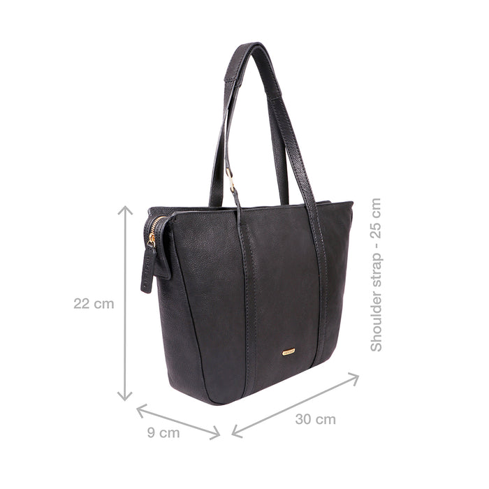Yoga 03 Black Leather Tote Bag