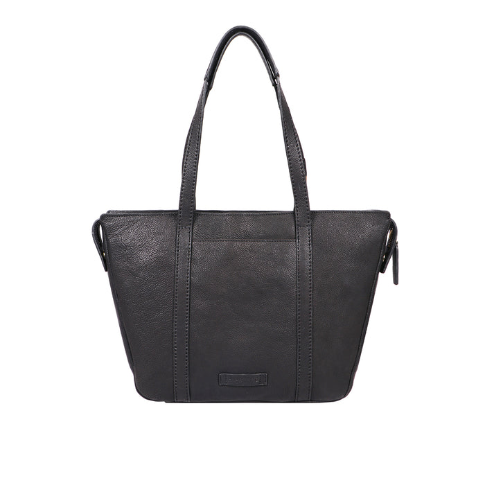 Yoga 03 Black Leather Tote Bag