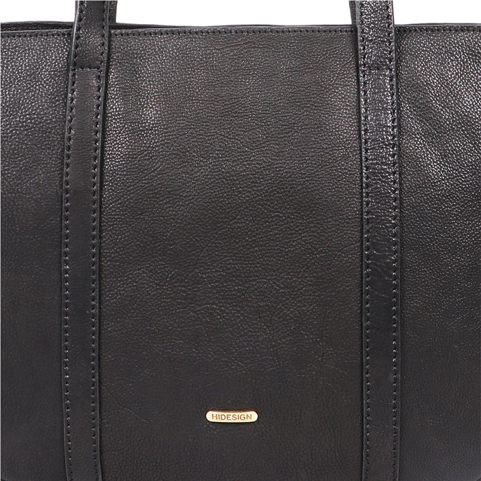 Yoga 03 Black Leather Tote Bag
