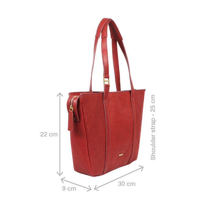 Yoga 03 Red Leather Tote Bag