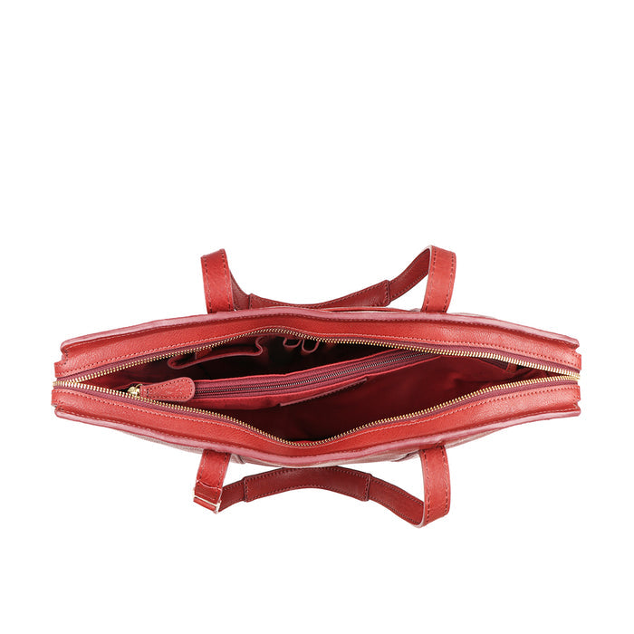 Yoga 03 Red Leather Tote Bag