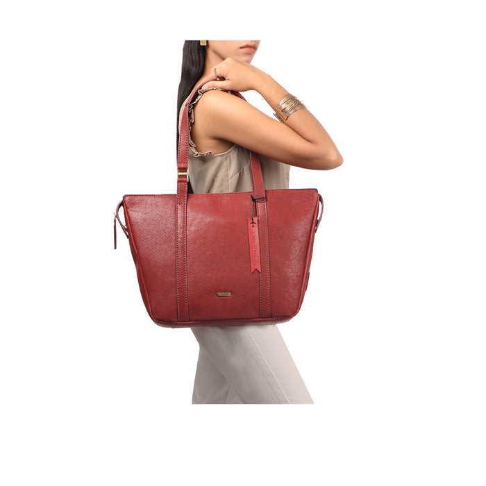 Yoga 03 Red Leather Tote Bag