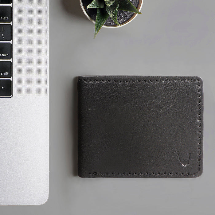 Yoga W1 Black Leather Bi-Fold Wallet