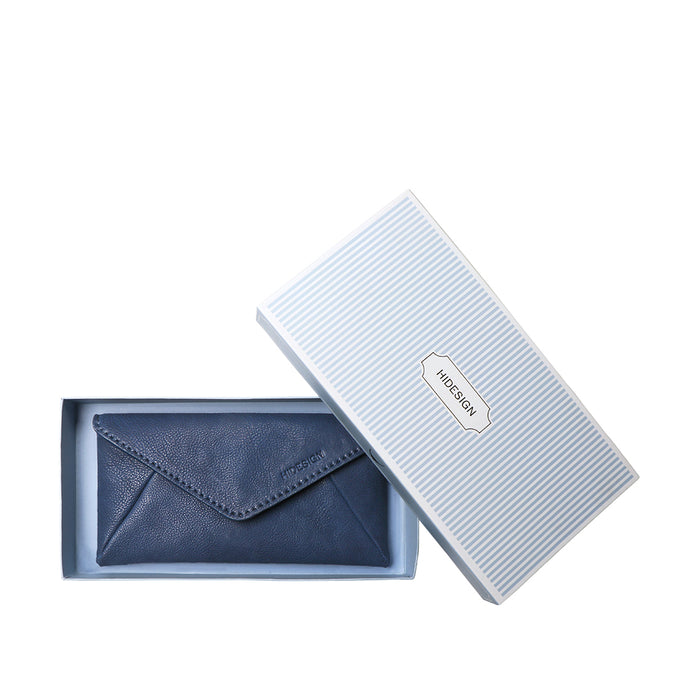 Yoga W5 Blue Leather Clutch Wallet
