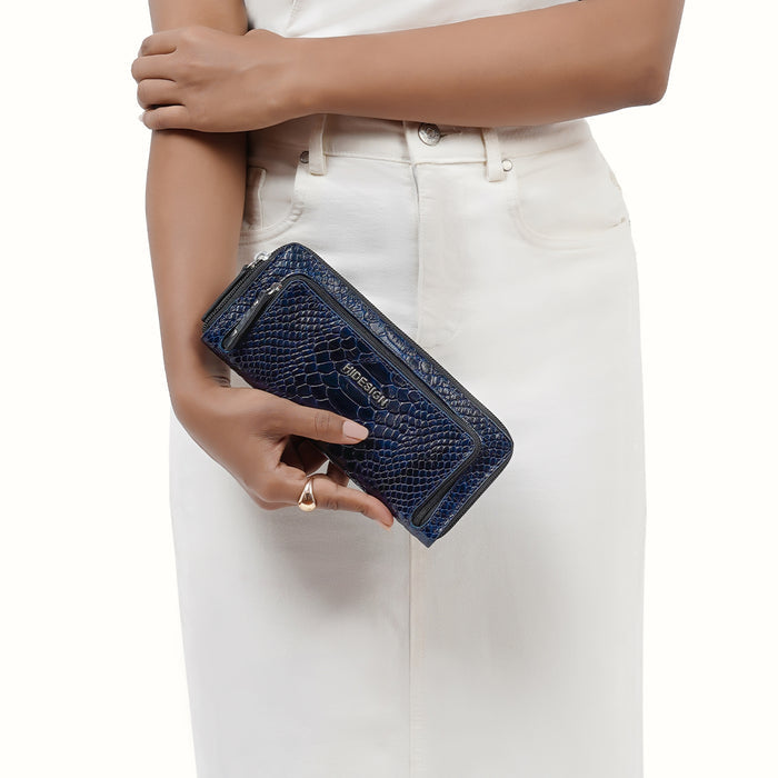 Yoko Ono W1 Blue Leather Clutch Wallet