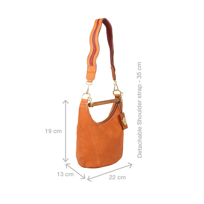 Zazen 04 Orange Leather Shoulder Bag