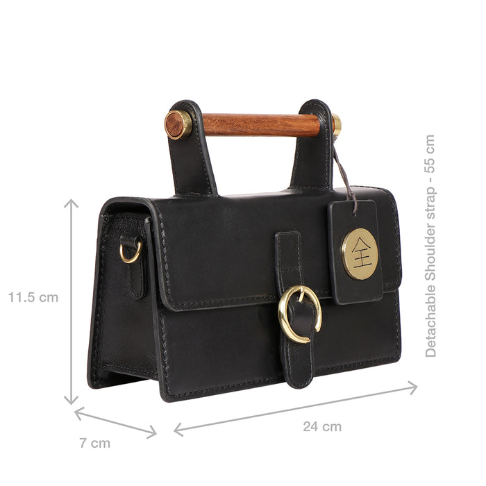 Zazen 05 Black Leather Sling Bag
