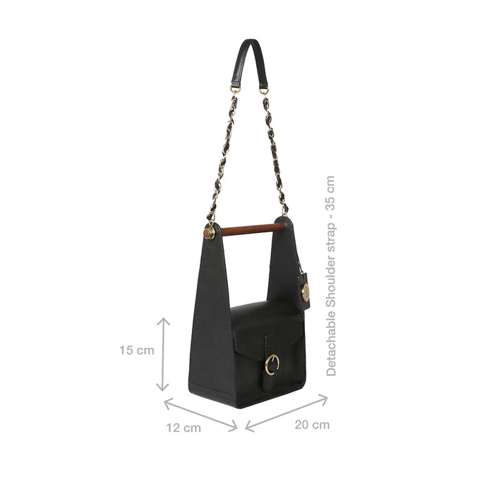 Zazen 06 Black Leather Shoulder Bag