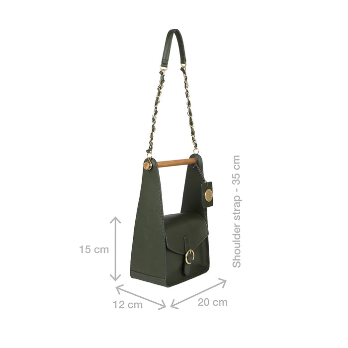 Zazen 06 Green Leather Shoulder Bag