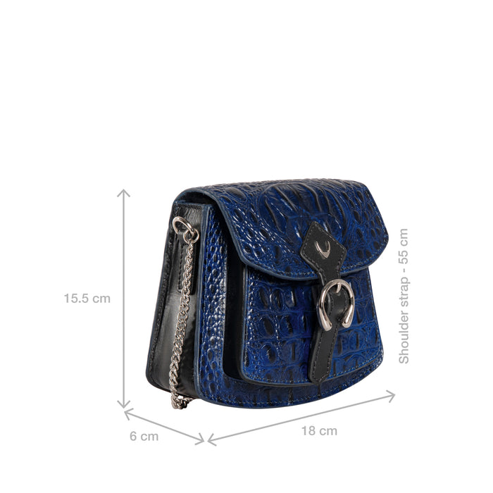 Zuzu Blue Leather Sling Bag